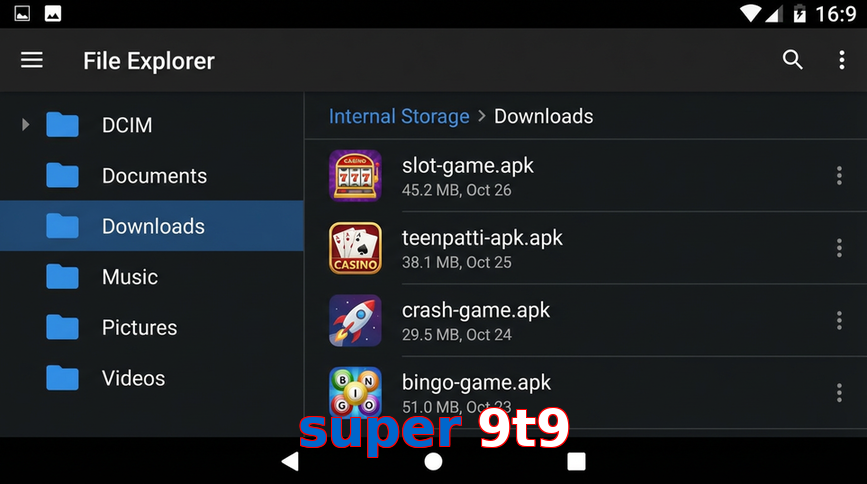 Main screen of Super 9t9 gameapk page for PK players